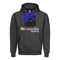 Charcoal Heather 1886 Crescent Hotel Eureka Springs Arkansas USA Halloween Haunted Bat  Zipper Hoodie - lanVoArt