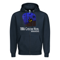 Navy 1886 Crescent Hotel Eureka Springs Arkansas USA Halloween Haunted Bat  Zipper Hoodie - lanVoArt