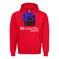 Red 1886 Crescent Hotel Eureka Springs Arkansas USA Halloween Haunted Bat  Zipper Hoodie - lanVoArt