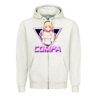 Oatmeal Heather hyperdimension neptunia (compa aesthetic) Zipper Hoodie - lanVoArt