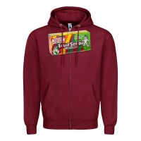 Burgundy old school fruit stripe gum Zipper Hoodie - lanVoArt