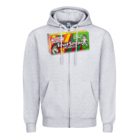 Heather Grey old school fruit stripe gum Zipper Hoodie - lanVoArt