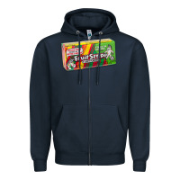 Navy old school fruit stripe gum Zipper Hoodie - lanVoArt