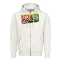 Oatmeal Heather old school fruit stripe gum Zipper Hoodie - lanVoArt