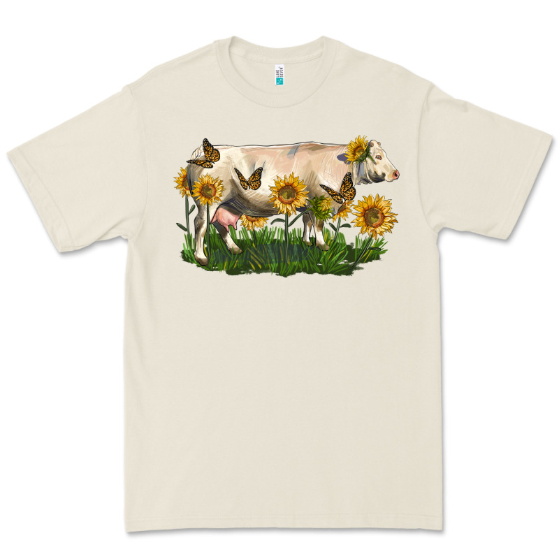 Charolais Cow With Sunflower Premium Tee by LillyAllenDesigns | Teevron