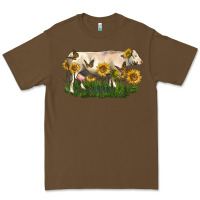Cacao charolais cow with sunflower Premium Tee - LillyAllenDesigns