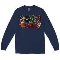 Navy mooey christmas Long Sleeve Tee - CowGirlArtShop