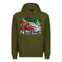 Army Green Merry Christmas Truck With Gifts Premium Hoodie - FaDigitalArtStudio