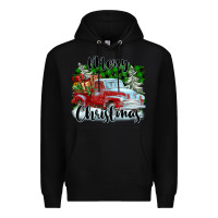 Black Merry Christmas Truck With Gifts Premium Hoodie - FaDigitalArtStudio