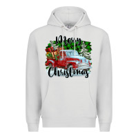 Dove Grey Merry Christmas Truck With Gifts Premium Hoodie - FaDigitalArtStudio