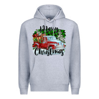Heather Grey Merry Christmas Truck With Gifts Premium Hoodie - FaDigitalArtStudio