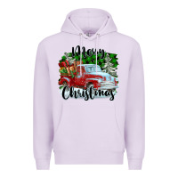 Lilac Merry Christmas Truck With Gifts Premium Hoodie - FaDigitalArtStudio