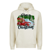 Oatmeal Heather Merry Christmas Truck With Gifts Premium Hoodie - FaDigitalArtStudio