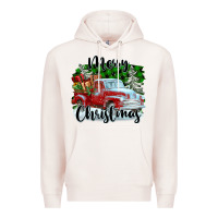 Pale Pink Merry Christmas Truck With Gifts Premium Hoodie - FaDigitalArtStudio