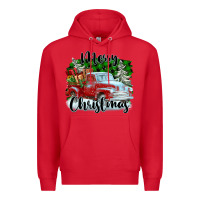 Red Merry Christmas Truck With Gifts Premium Hoodie - FaDigitalArtStudio