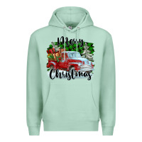 Seafoam Merry Christmas Truck With Gifts Premium Hoodie - FaDigitalArtStudio