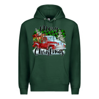 Sports Green Merry Christmas Truck With Gifts Premium Hoodie - FaDigitalArtStudio