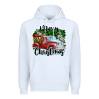 White Merry Christmas Truck With Gifts Premium Hoodie - FaDigitalArtStudio