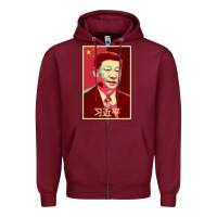 Burgundy chairman xi jinping chinese communist party president china patriotic Zipper Hoodie - lanVoArt