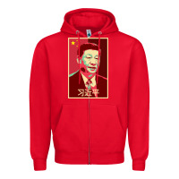 Red chairman xi jinping chinese communist party president china patriotic Zipper Hoodie - lanVoArt