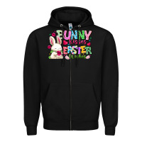 Black Bunny Kisses Easter Wishes Zipper Hoodie - CowhideDigitalArt