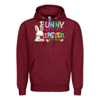 Burgundy Bunny Kisses Easter Wishes Zipper Hoodie - CowhideDigitalArt