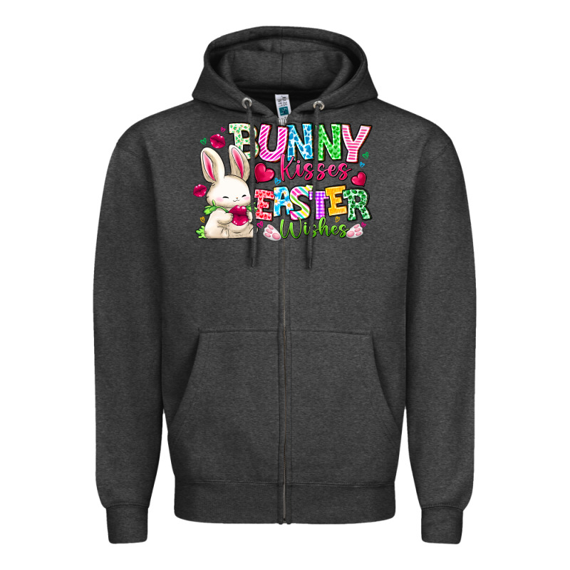 Bunny Kisses Easter Wishes Zipper Hoodie by CowhideDigitalArt | Teevron