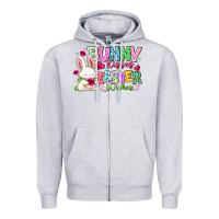 Heather Grey Bunny Kisses Easter Wishes Zipper Hoodie - CowhideDigitalArt