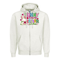 Oatmeal Heather Bunny Kisses Easter Wishes Zipper Hoodie - CowhideDigitalArt
