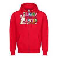 Red Bunny Kisses Easter Wishes Zipper Hoodie - CowhideDigitalArt