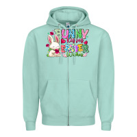Seafoam Bunny Kisses Easter Wishes Zipper Hoodie - CowhideDigitalArt