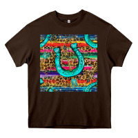 Chocolate Brown Western Horseshoe And Arrow With Leopard And Serape Seamless Pattern Heavy Core Tee - BundleAndBundleShop