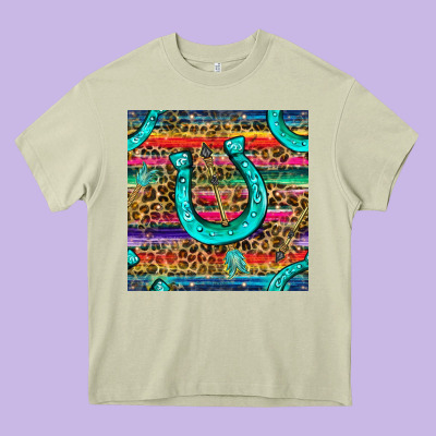 Western Horseshoe And Arrow With Leopard And Serape Seamless Pattern Heavy Core Tee Designed By Bundleandbundleshop