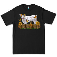 Black charolais calf with sunflowers Premium Tee - LillyAllenDesigns