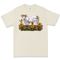 Bone charolais calf with sunflowers Premium Tee - LillyAllenDesigns