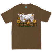 Cacao charolais calf with sunflowers Premium Tee - LillyAllenDesigns