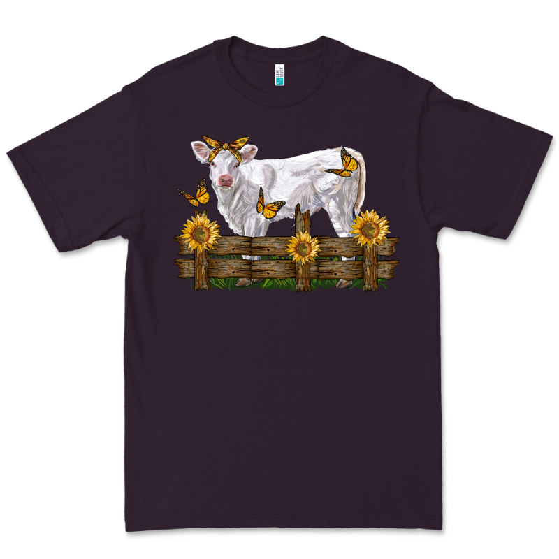 Charolais Calf With Sunflowers Premium Tee by LillyAllenDesigns | Teevron