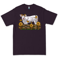 Plum charolais calf with sunflowers Premium Tee - LillyAllenDesigns