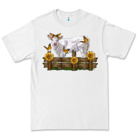 White charolais calf with sunflowers Premium Tee - LillyAllenDesigns