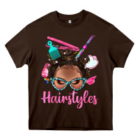 Chocolate Brown Afro Bantu Knots Hairstyles Messy Bun With Clasp Bbs Heavy Core Tee - BundleAndBundleShop