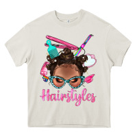 Cream Afro Bantu Knots Hairstyles Messy Bun With Clasp Bbs Heavy Core Tee - BundleAndBundleShop