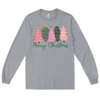 Heather Grey merry christmas trees Long Sleeve Tee - CowGirlArtShop
