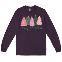 Plum merry christmas trees Long Sleeve Tee - CowGirlArtShop