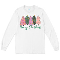 White merry christmas trees Long Sleeve Tee - CowGirlArtShop