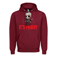 Burgundy Funny Friday 13th Funny Halloween Horror Zipper Hoodie - lanVoArt