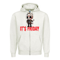 Oatmeal Heather Funny Friday 13th Funny Halloween Horror Zipper Hoodie - lanVoArt