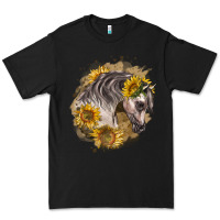 Black arabian horse with sunflowers Premium Tee - LillyAllenDesigns