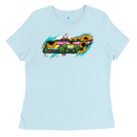 Baby Blue Tennessee Map Sunflower Cactus Serape Ladies Tee - RanaPortraitStore