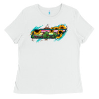 White Tennessee Map Sunflower Cactus Serape Ladies Tee - RanaPortraitStore