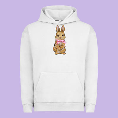 Easter Rabbit Pink Flowers Urban Hoodie Designed By Barkaloodesign